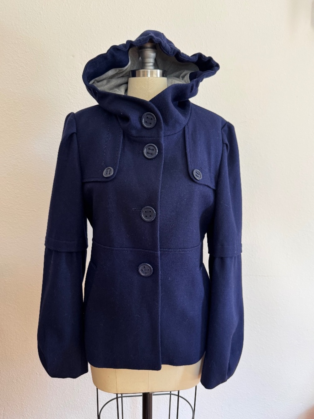 NWT- Elevenses Wool Coat - Navy- Sz 10